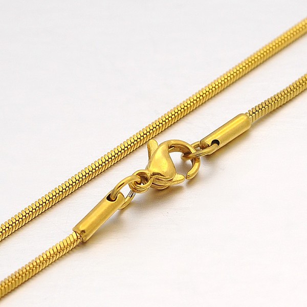 PandaHall 304 Stainless Steel Snake Chains Necklaces, with Lobster Claw Clasps, Golden, 19.5 PandaHall 304 Stainless Steel Snake Chains Necklaces, with Lobster Claw Clasps, Golden, 19.5