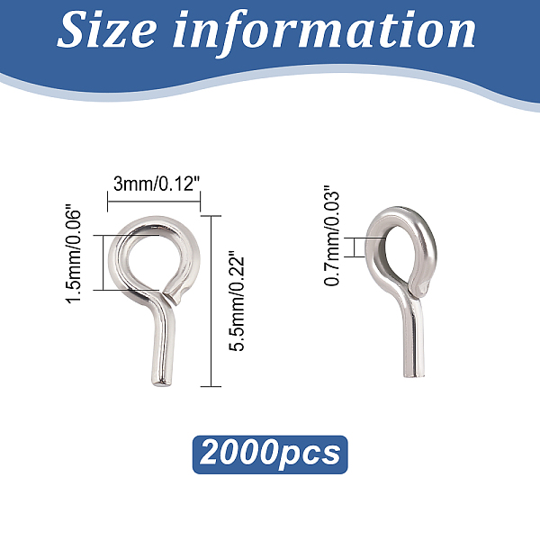 

PandaHall DICOSMETIC 2000Pcs Screw Eye Pins Stainless Steel Mini Eye Pins Hooks Eye Peg Threaded Bails Pendant Connector Findings for...