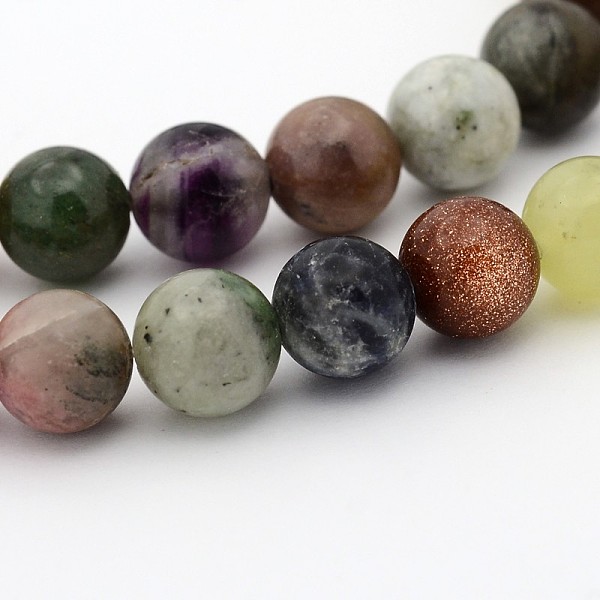 

PandaHall Natural & Synthetic Mixed Gemstone Beads Strands, Round, 4mm, Hole: 1mm, about 98pcs/strand, 15.7 inch Mixed Stone Round