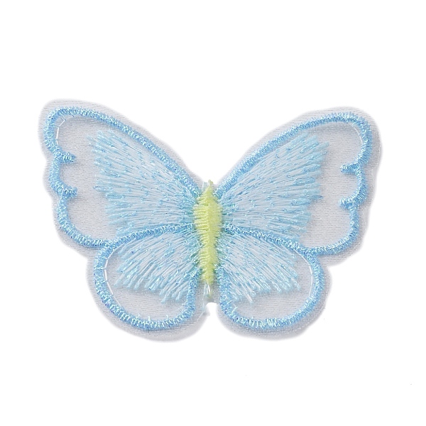 

PandaHall Sew on Computerized Embroidery Polyester Clothing Patches, Appliques, Butterfly, Light Sky Blue, 47x58x1.5mm Polyester Butterfly