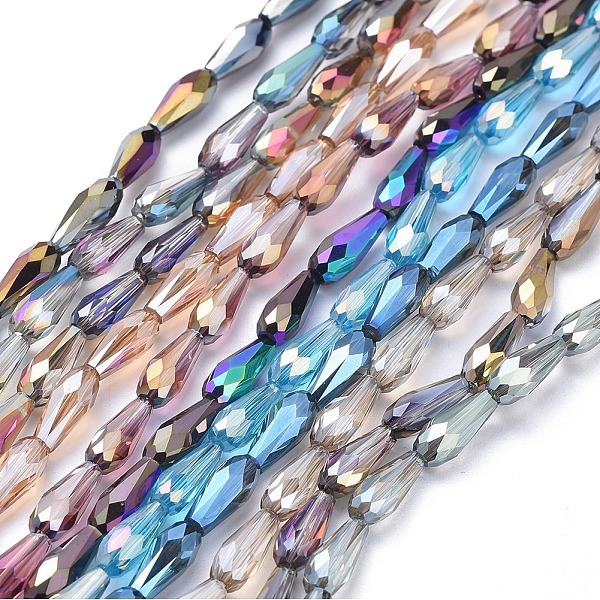 

PandaHall Electroplate Glass Beads Strands, Faceted, Teardrop, Mixed Color, 10x4mm, Hole: 0.8mm, about 70~72pcs/strand, 27.9 inch~28.15 inch..., Multicolor