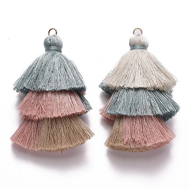 

PandaHall Cotton Tassel Big Pendant Decorations, with Light Gold Plated Iron Jump Rings, Cadet Blue, 70~75x22~30x22~30mm, Hole: 4.5mm Cotton...