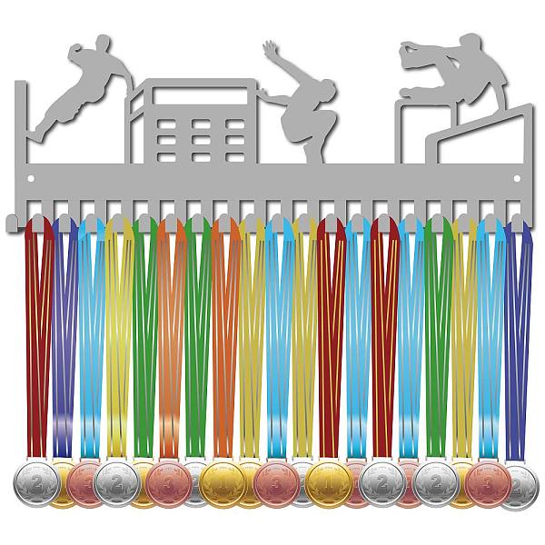 

PandaHall Fashion Iron Medal Hanger Holder Display Wall Rack, 20-Hooks, with Screws, Silver, Parkour, Sports, 150x400mm, Hole: 5mm Iron...