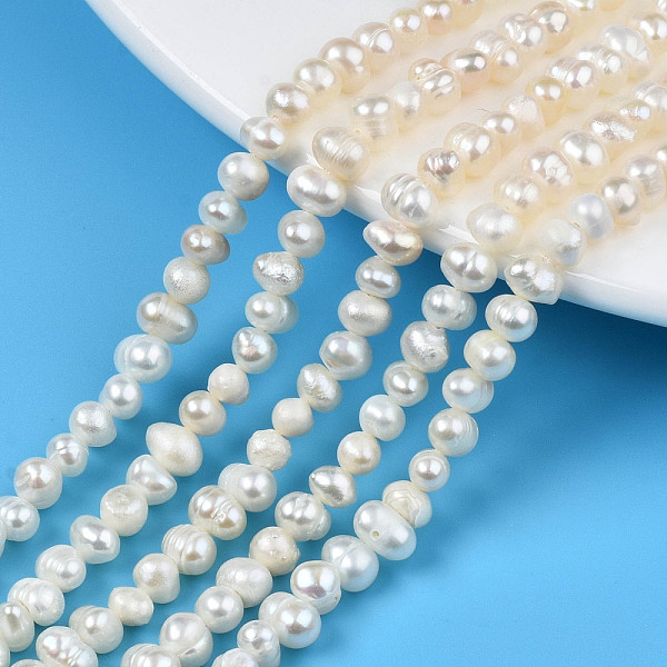 

PandaHall Natural Cultured Freshwater Pearl Beads Strands, Potato, Seashell Color, 3.5~5x4.5~6x4~5mm, Hole: 0.7mm, about 70~76pcs/strand...