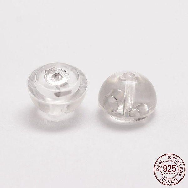 

PandaHall 925 Sterling Silver Ear Nuts, with Plastic, Silver, 5.5x4mm, Hole: 0.5mm Sterling Silver Clear