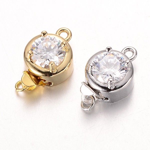 

PandaHall Brass Cubic Zirconia Box Clasps, Cadmium Free & Nickel Free & Lead Free, Flat Round, Mixed Color, 15.5x10x1.5mm, Hole: 1 & 1.5mm...