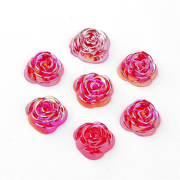 

PandaHall Acrylic Cabochons, AB Color Plated, Rose, Red, 15x14x5mm Acrylic Flower Red