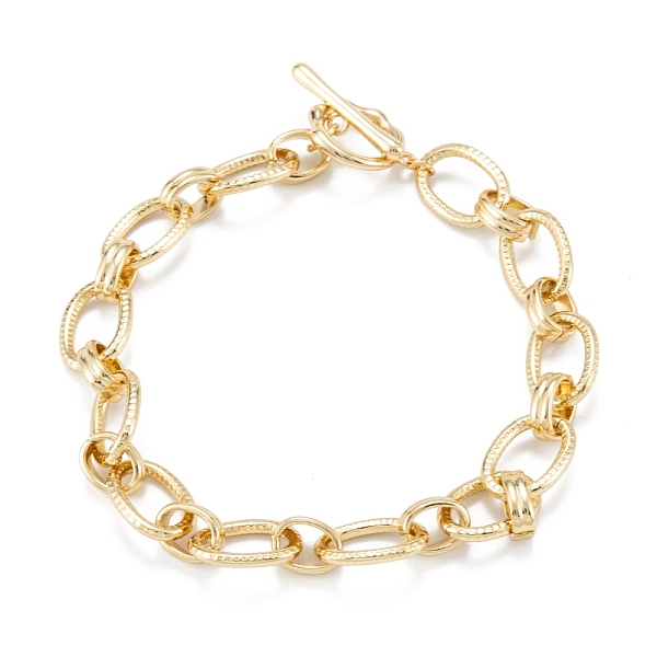 

PandaHall Brass Link Bracelets, Long-Lasting Plated, Oval, Real 18K Gold Plated, 8-7/8 inch(22.4cm) Brass