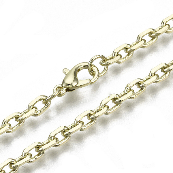 

PandaHall Brass Cable Chains Necklace Making, with Brass Lobster Clasps, Unwelded, Light Gold, 23.81 inch(60.5cm) long, link: 5.5x4x1mm...