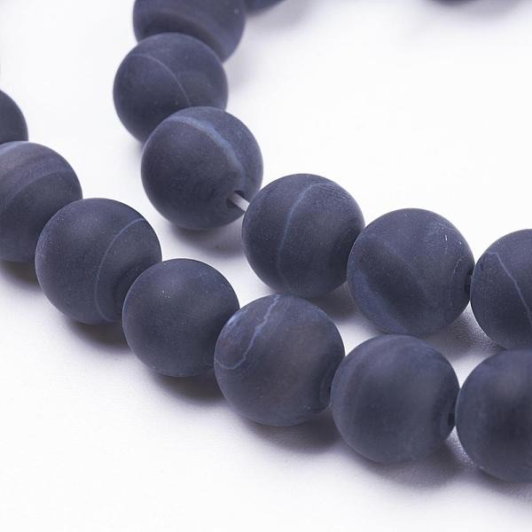 

PandaHall Natural Black Striped Agate/Banded Agate Beads Strands, Frosted, Round, Dyed & Heated, 8~8.5mm, Hole: 1mm, about 47pcs/strand...