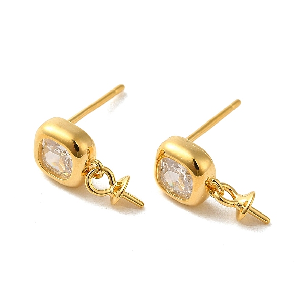 

PandaHall 925 Sterling Silver Stud with Cubic Zirconia Earrings Findings, Square, Real 18K Gold Plated, 12x6mm, Pin: 11x0.7mm Sterling..., Clear