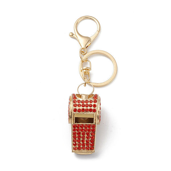 

PandaHall Shining Zinc Alloy Rhinestone Whistle Pendant Keychain, for Car Key Bag Charms Ornaments, Ruby, 11.9cm Alloy+Rhinestone Others Red