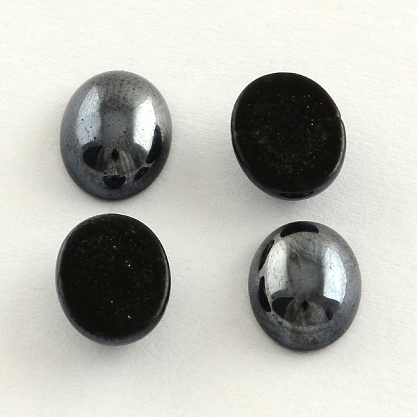 

PandaHall Pearlized Plated Opaque Glass Cabochons, Oval, Black, 6x4x2mm Glass Oval Black