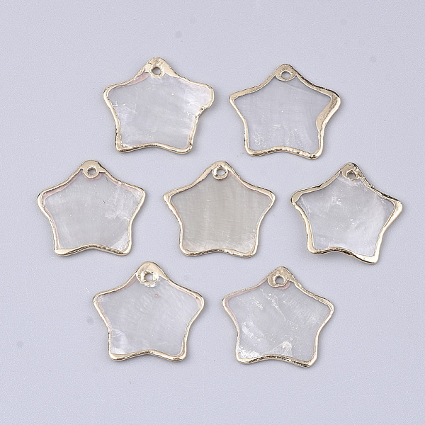 

PandaHall Electroplate Capiz Shell Pendants, Star, Light Gold, 19~20x20x1mm, Hole: 1.2mm Capiz Shell Star