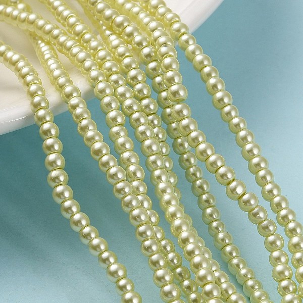 

PandaHall Glass Pearl Beads Strands, Pearlized, Round, Honeydew, 3~4mm, Hole: 1mm, about 190~200200pcs/strand, 25.59 inch(65cm) Glass Round..., Green