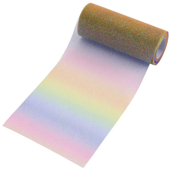 

PandaHall 10 Yards Rainbow Color Polyester Tulle Fabric Rolls, Glitter Mesh Ribbon Spool for Wedding and Decoration, Light Sky Blue, 5-7/8...