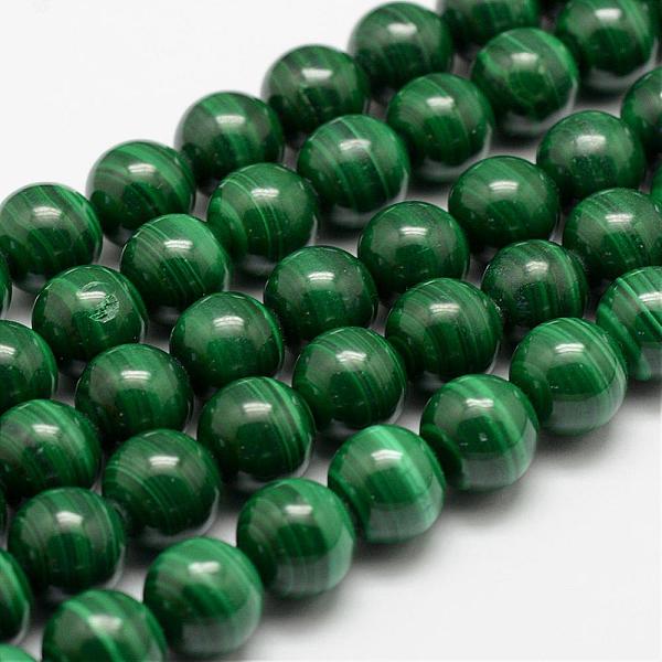 

PandaHall Natural Malachite Beads Strands, Round, 10mm, Hole: 1mm, about 41pcs/strand, 15.5 inch(39.5cm) Malachite Round Green