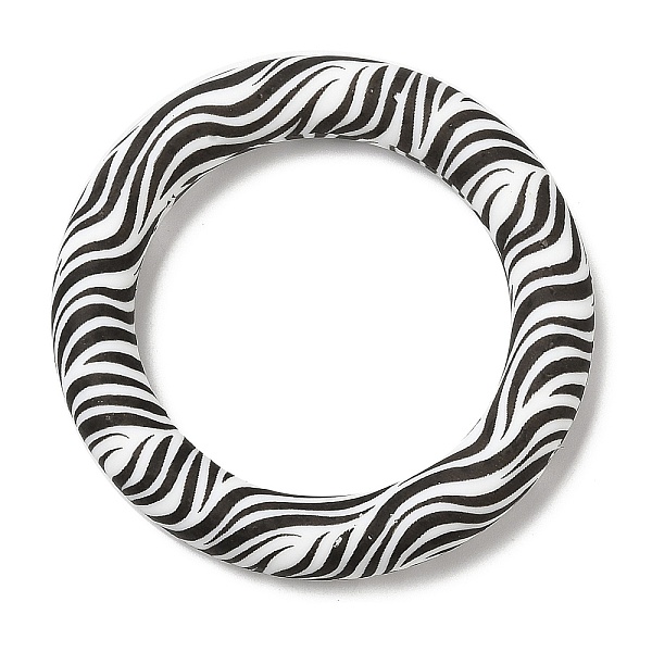 

PandaHall Food Grade Eco-Friendly Silicone Pendants, Ring with Zebra Stripe Pattern, White, 65x10mm, Hole: 4mm Silicone Ring White