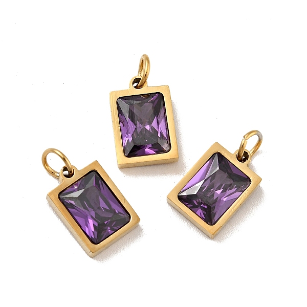 

PandaHall Vacuum Plating 304 Stainless Steel Pendants, with Cubic Zirconia and Jump Rings, Single Stone Charms, Rectangle, Golden, Slate...