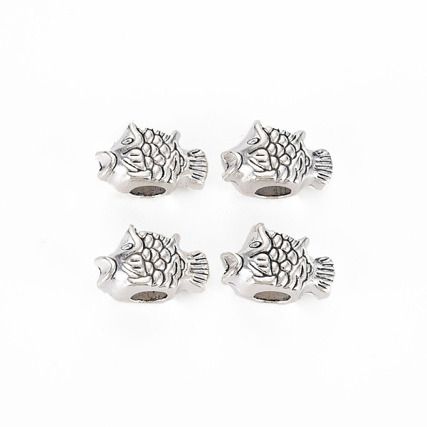 

PandaHall Tibetan Style Alloy Beads, Cadmium Free & Lead Free, Large Hole Beads, Fish, Antique Silver, 9.5x15x8.5mm, Hole: 4.5mm, about...