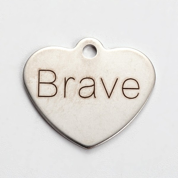 

PandaHall Stainless Steel Heart Pendants, Inspirational Message Pendants, with Word Brave, Cadmium Free & Nickel Free & Lead Free, Stainless...