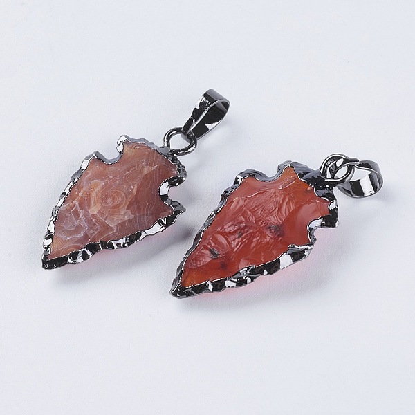 

PandaHall Natural Carnelian Pendants, with Gunmetal Plated Brass Findings, Arrow, 32~38x18~23x7~10mm, Hole: 5x8mm Carnelian Arrow