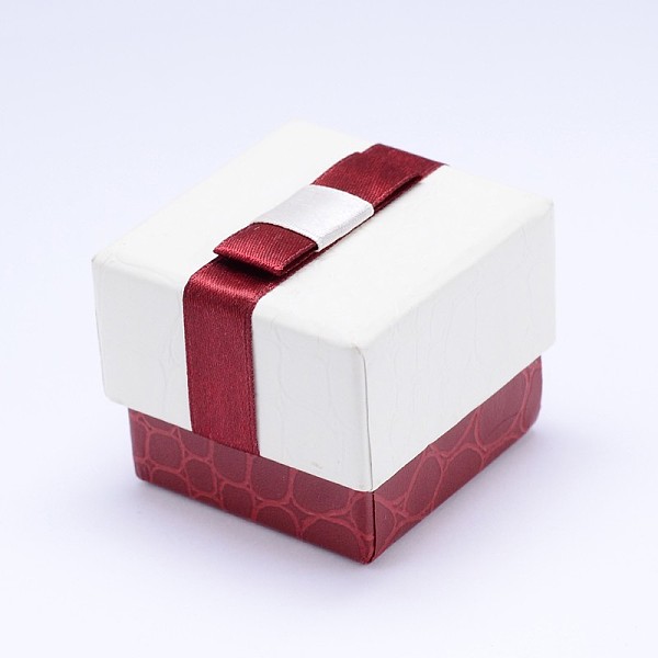 

PandaHall Rectangle Cardboard Ring Boxes with Black Velvet inside & Bowknot, White, 5x5x3.6cm Paper Rectangle White