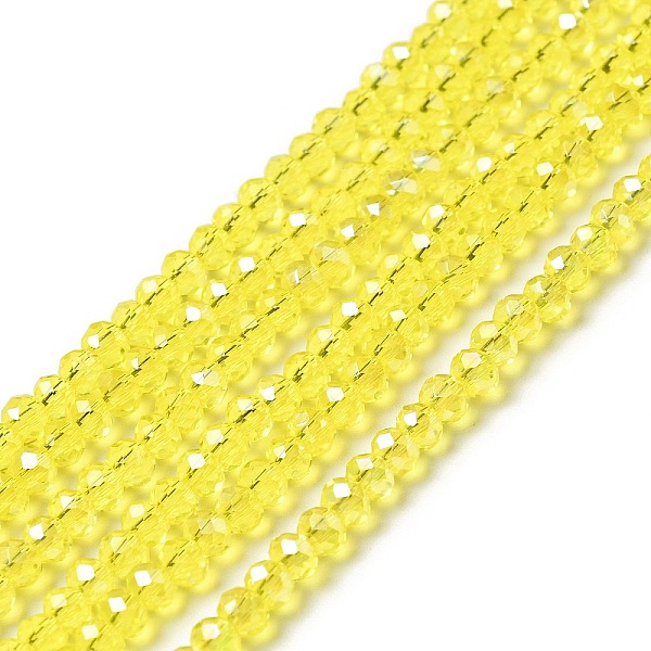 

PandaHall Electroplate Glass Beads Strands, AB Color Plated, Faceted Rondelle, Champagne Yellow, 3x2mm, Hole: 0.5mm, about 165~170pcs/strand...