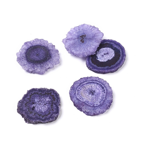 

PandaHall Natural Solar Quartz Beads, Dyed, Druzy Quartz Slices, for Wire Wrapped Pendant Making, No Hole/Undrilled, Nuggets, Indigo..., Purple