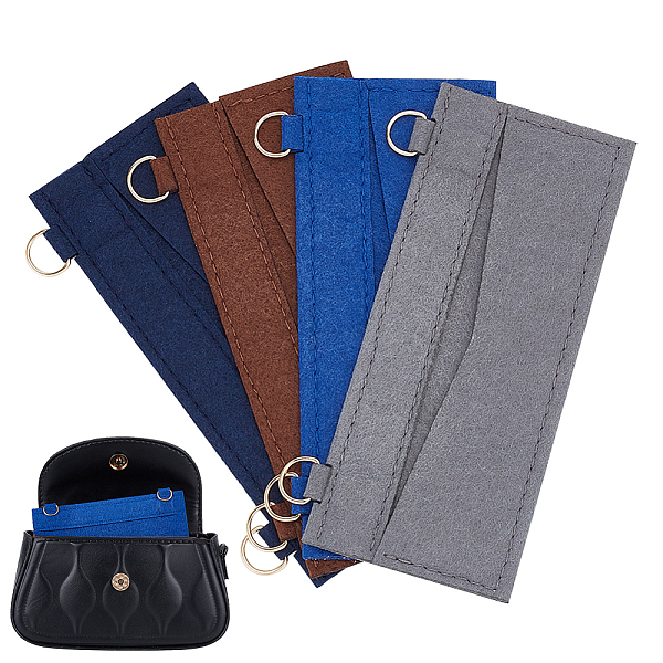 

PandaHall WADORN 4Pcs 4 Colors Wool Felt Bag Organizer Inserts, with Alloy D-Rings, for Envolope Bag Accessories, Rectangle, Mixed Color..., Multicolor