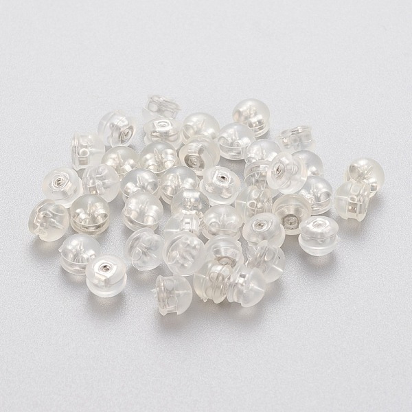 

PandaHall Eco-Friendly Plastic Ear Nuts, Earring Backs, with 304 Stainless Steel Findings, Half Round/Dome, Clear, Stainless Steel Color...