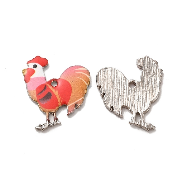 

PandaHall Alloy Enamel Pandants, Lead Free & Cadmium Free, Platinum, Rooster Charm, Red, 23x19.5x2mm, Hole: 1.6mm Alloy+Enamel Rooster Red
