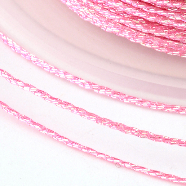 

PandaHall Round Metallic Thread, Embroidery Thread, 9-Ply, Hot Pink, 0.8mm, about 65.61 yards(60m)/roll Fibre Pink