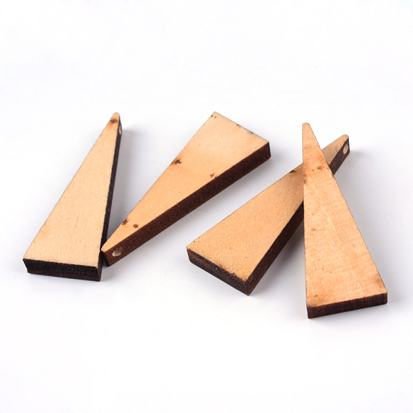 

PandaHall Wood Pendants, Lead Free, Triangle, Dyed, Navajo White, 40.5x15x4.5~5mm, Hole: 2mm Wood Triangle Orange