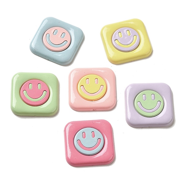 

PandaHall Opaque Resin Decoden Cabochons, Square with Smiling Face, Mixed Color, 26x26x3mm Resin Smiling Face Multicolor