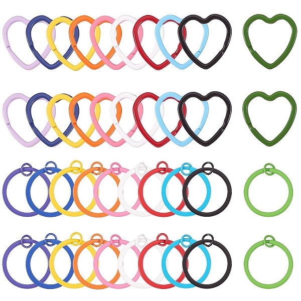 

PandaHall 40Pcs 20 Style Spray Painted Iron Split Key Rings, Keychain Clasp Findings, Mixed Color, 2pcs/style Iron Mixed Shapes Multicolor