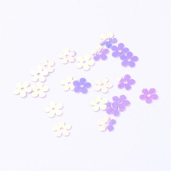 

PandaHall Ornament Accessories Disc Plastic Paillette Beads, Sequins Beads, Flower, Medium Purple, 7x7x0.2mm, Hole: 1mm, about 30000pcs/500g...