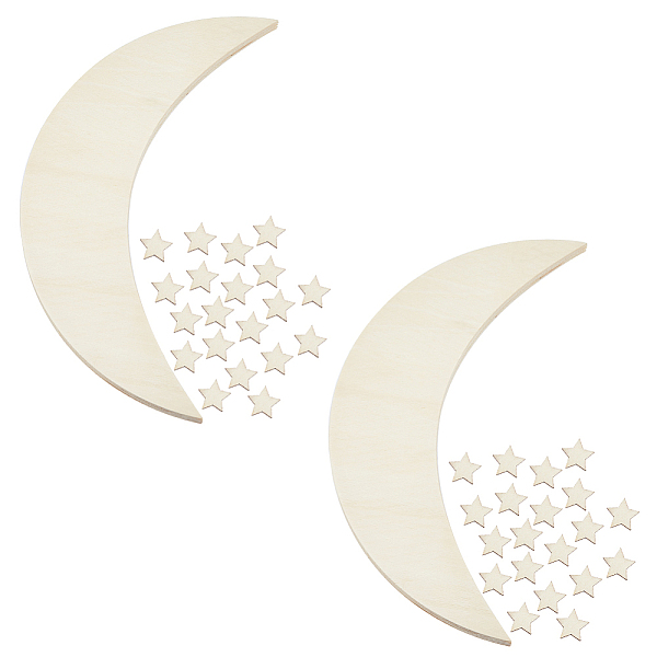 

PandaHall DIY Wood Moon & Star Wall Decoration Painting Kit, incluidng Unfinished Wood Cutouts, Paints, Paint Brush, Mixed Color, Moon..., Multicolor