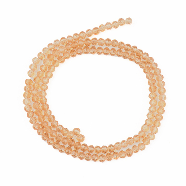 

PandaHall Glass Beads Strands, Faceted, Rondelle, Peru, 4x3mm, Hole: 0.9mm, about 113~115pcs/strand, 41~42cm Glass Rondelle Brown