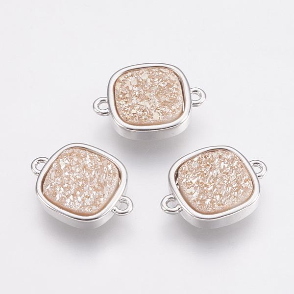 

PandaHall Natural Druzy Agate Links connectors, with Brass Findings, Square, Platinum, Pink Plated, 16x11x3.5~4mm, Hole: 1mm Natural Agate...