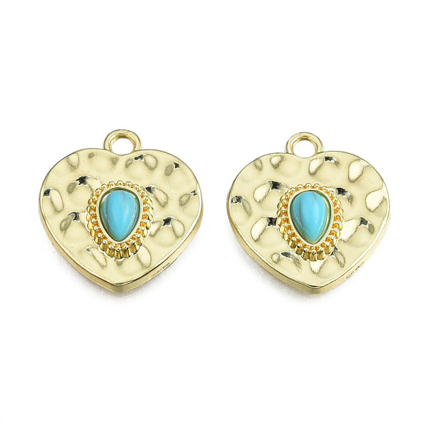 

PandaHall Rack Plating Alloy Pendants, with Synthetic Turquoise, Cadmium Free & Nickel Free & Lead Free, Heart, Light Gold, 20x18.5x5mm...