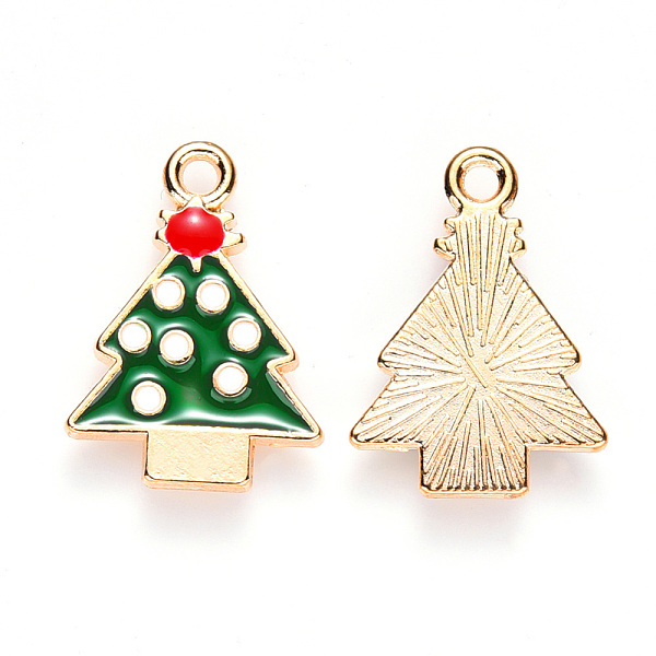 

PandaHall Alloy Enamel Pendants, for Christmas, Christmas Tree, Light Gold, Green, 20x14.5x2mm, Hole: 1.8mm Alloy+Enamel Tree Green