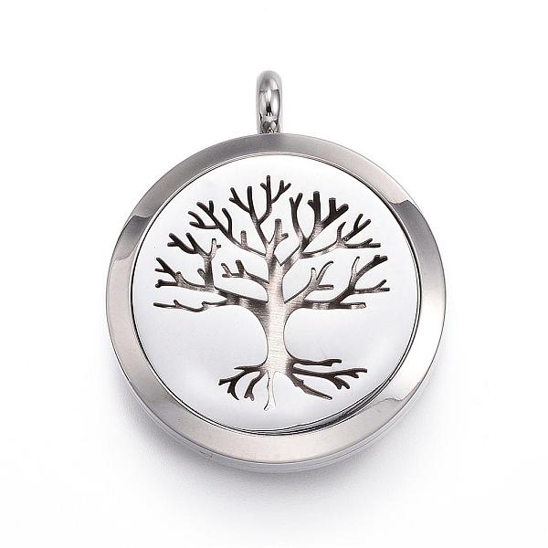

PandaHall 316 Surgical Stainless Steel Diffuser Locket Pendants, with Perfume Pad and Magnetic Clasps, Tree of Life, Stainless Steel Color..., Black