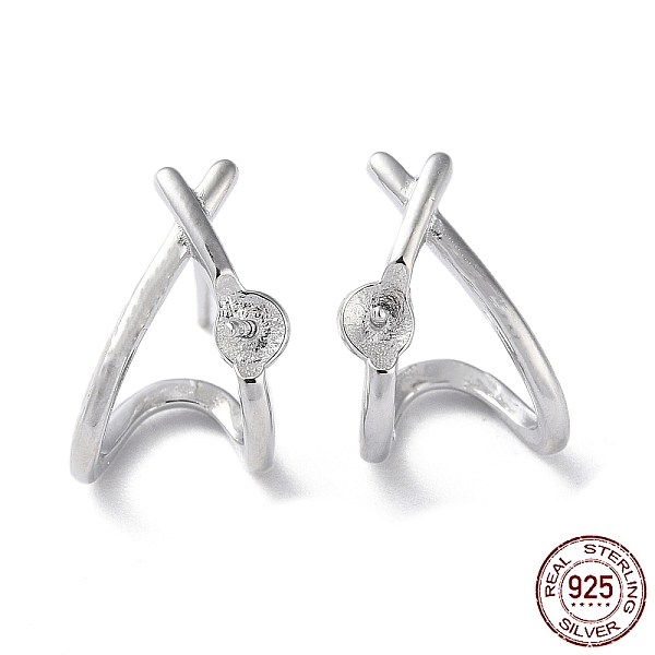 

PandaHall Rhodium Plated 925 Sterling Silver Stud Earring Findings, Twist Triangle, for Half Drilled Beads, with S925 Stamp, Real Platinum...