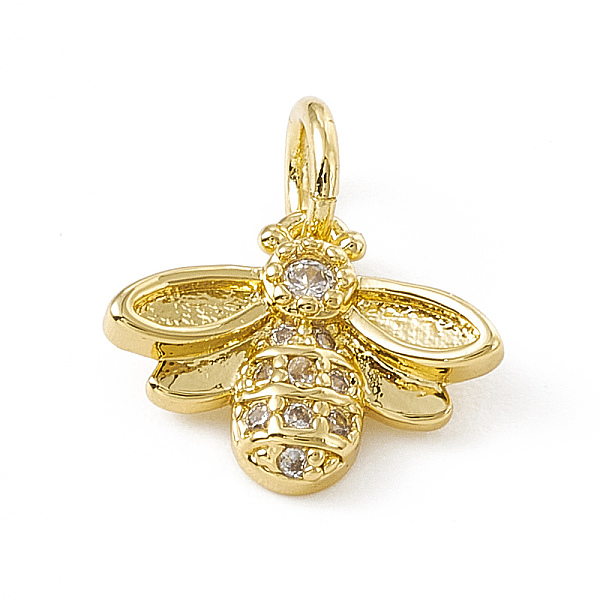 

PandaHall Brass Micro Pave Cubic Zirconia Charms, with Jump Ring, Bees Charm, Real 18K Gold Plated, 10x12x2.5mm, Hole: 3mm Brass+Cubic..., Clear
