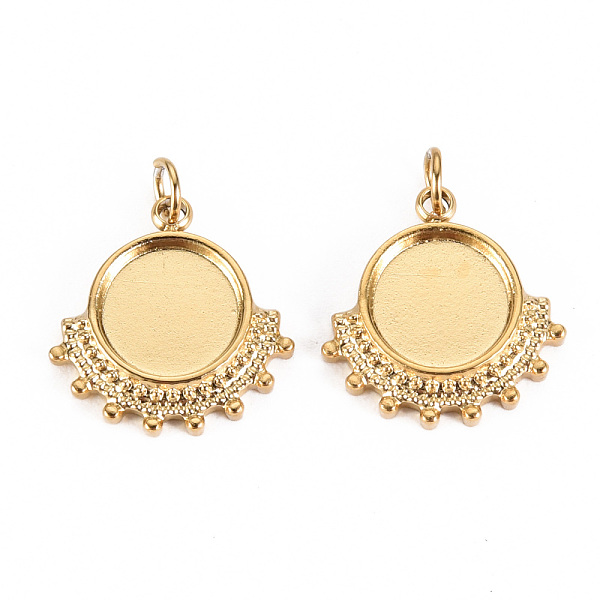 

PandaHall 304 Stainless Steel Pendant Cabochon Settings, with Jump Rings, Flat Round, Real 14K Gold Plated, Tray: 1/4 inch(8mm), 14.5x14x2mm...