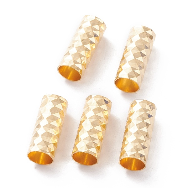 

PandaHall Brass Tube Beads, Tube, Faceted, Long-Lasting Plated, Real 24K Gold Plated, 14x6mm, Hole: 5mm Brass Tube