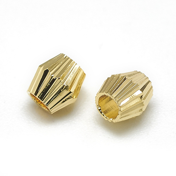 

PandaHall Brass Corrugated Beads, Bicone, Real 18K Gold Plated, 4x4mm, Hole: 1mm Brass Bicone