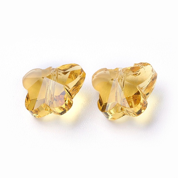

PandaHall Transparent Glass Beads, Faceted, Butterfly, Gold, 8x10x5.5mm, Hole: 1mm Glass Butterfly Gold