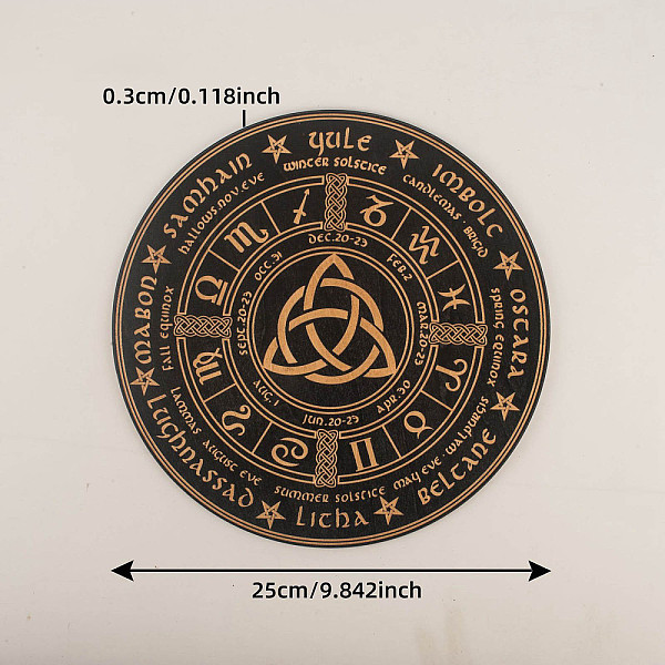 

PandaHall Wood Tarot Card Pad, Divination Mat, Altar Plate, Dowsing Pendulum Boards, Trinity Knot, 250x3mm Wood Trinity Knot Black